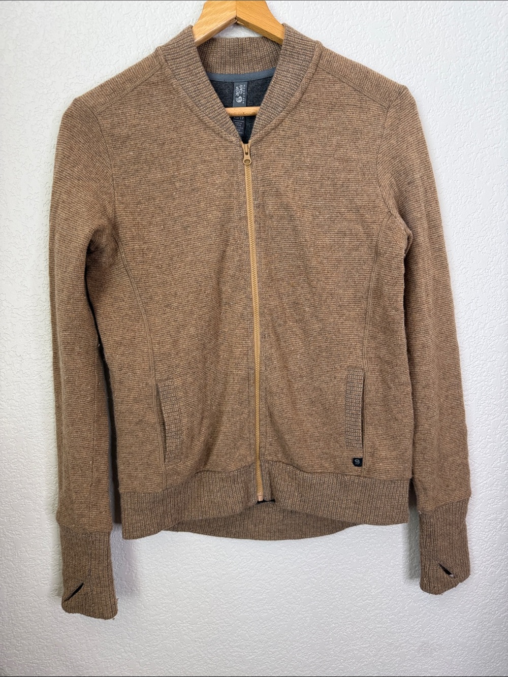 Mountain Hardware Bomber Jacket Zip up Wool Tan size XS